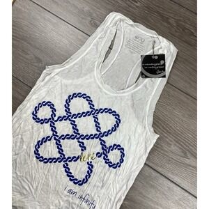 Peace Love‎ World Women's I Am Infinity Sleeveless Graphic Tank White Large New